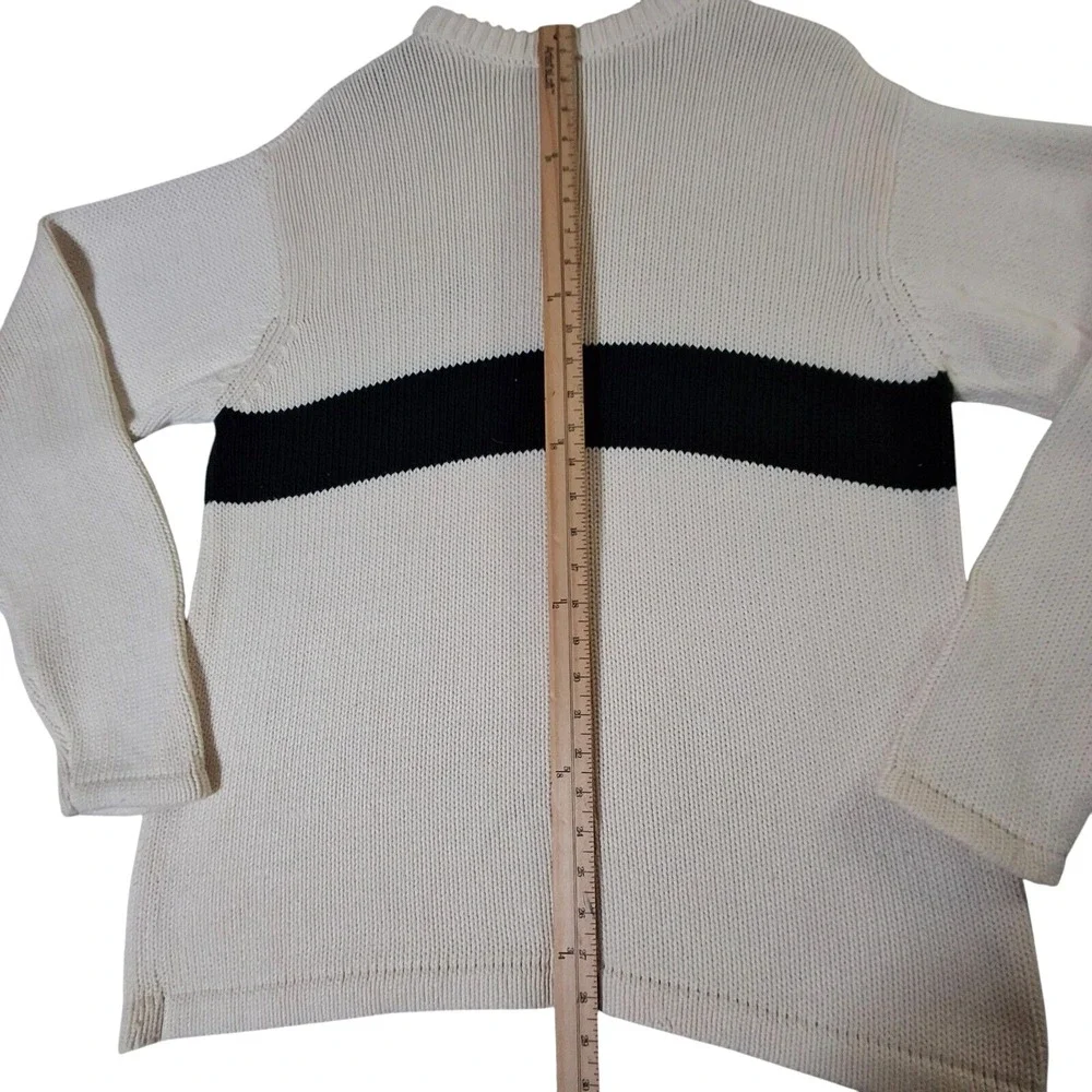 Polo Jeans Ralph Lauren Sweater XL Off-White Ribbed Knit Heavy Striped